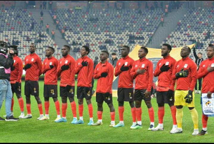Uganda Cranes while signing the national anthem